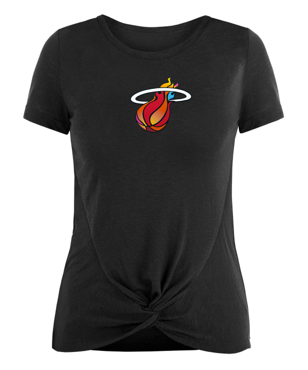 New Era Miami HEAT Mashup Logo Women's Black Tee WOMENS TEES 5TH AND OCEAN   