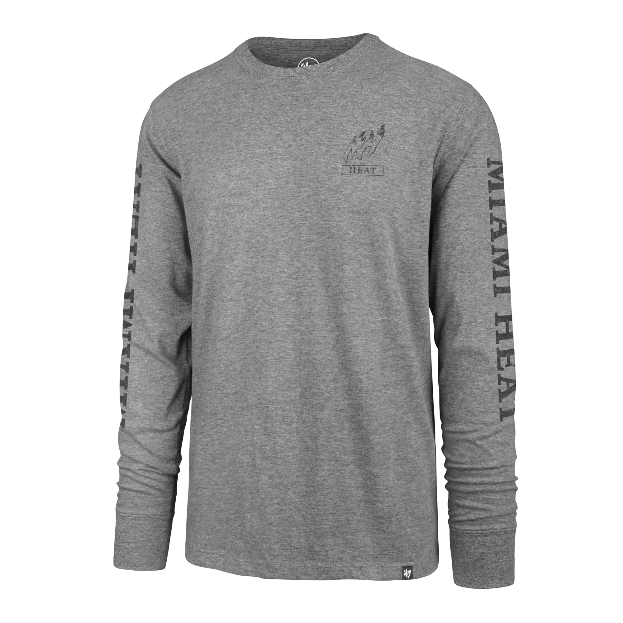 '47 Brand Miami HEAT Triple Down Grey Long Sleeve Tee Men's Long Sleeve Tee '47 Brand