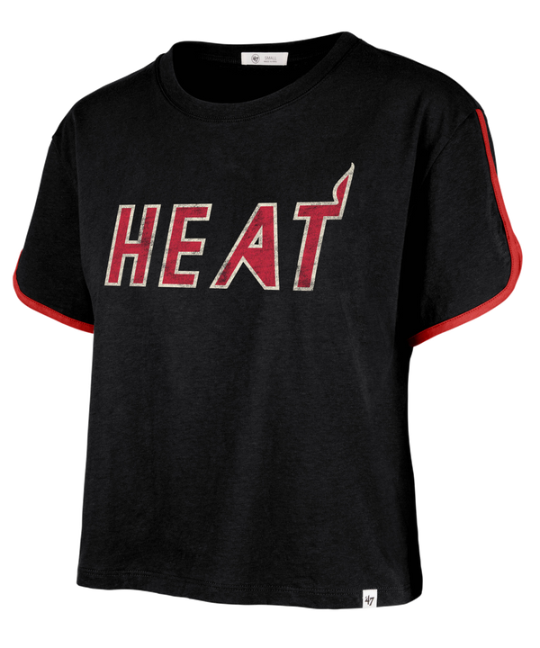 '47 Brand Miami HEAT Wordmark Women's Crop Tee WOMENS TEES BANNER-TWINS   