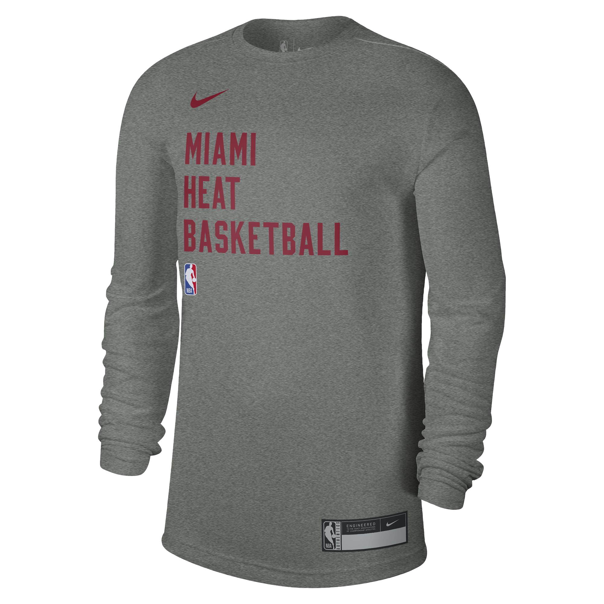 Nike Miami HEAT 2023-24 On-Court Grey Practice Long Sleeve Tee Unisex Long Sleeve Tee Nike   