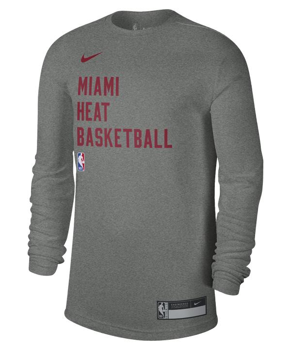 Nike Miami HEAT 2023-24 On-Court Grey Practice Long Sleeve Tee Unisex Long Sleeve Tee Nike   