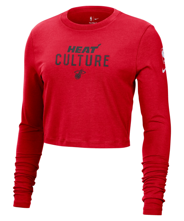 Nike HEAT Culture: Blood Red Women's Cropped Long Sleeve Tee Women's Long Sleeve Tee Nike