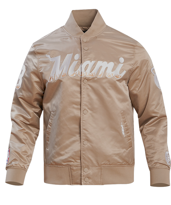 Pro Standard Miami HEAT Taupe Satin Jacket Men's Jacket Pro Standard   