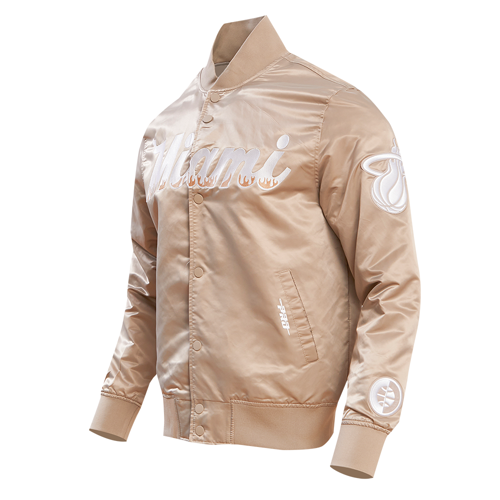 Pro Standard Miami HEAT Taupe Satin Jacket Men's Jacket Pro Standard   