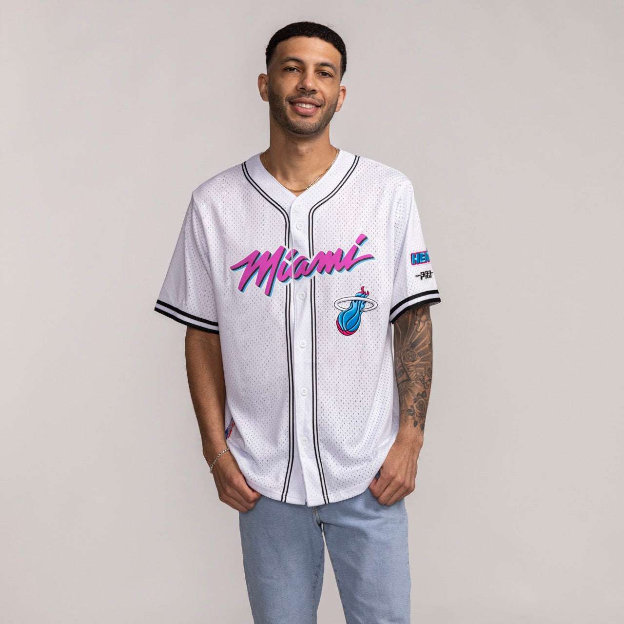 Pro Standard Miami HEAT Original Vice Mesh Button Down Men's Tee Pro Standard