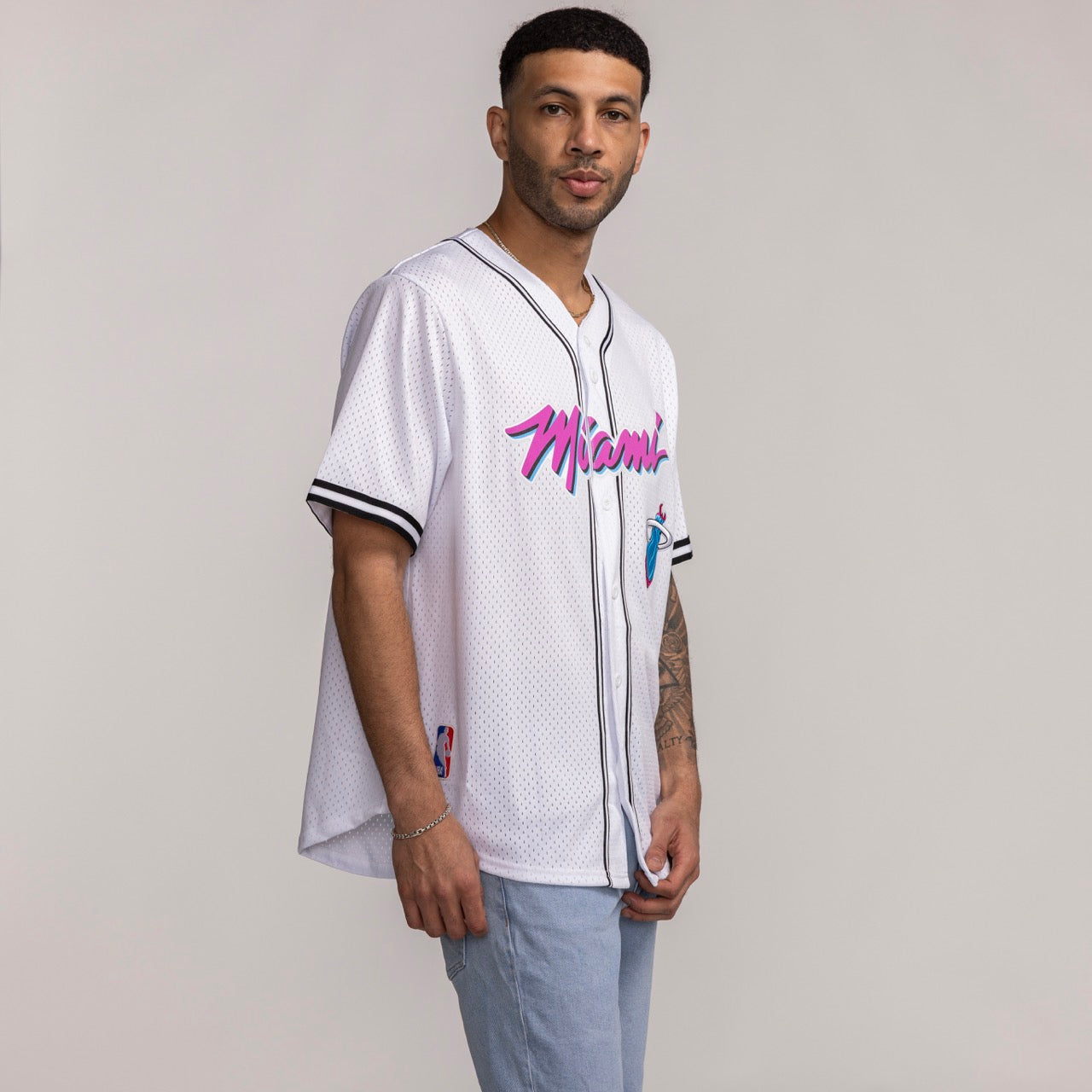 Pro Standard Miami HEAT Original Vice Mesh Button Down Men's Tee Pro Standard