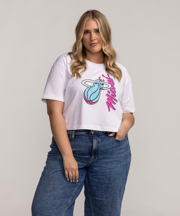 New Era Miami HEAT Original Vice Women's Boxy Cropped tee Women's Crop Top New Era