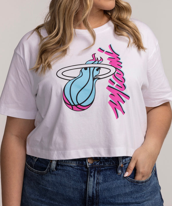 New Era Miami HEAT Original Vice Women's Boxy Cropped tee Women's Crop Top New Era