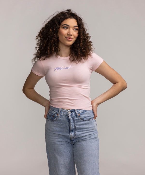 Court Culture MIAMI Embroidered Baby Tee Women's Tee Court Culture