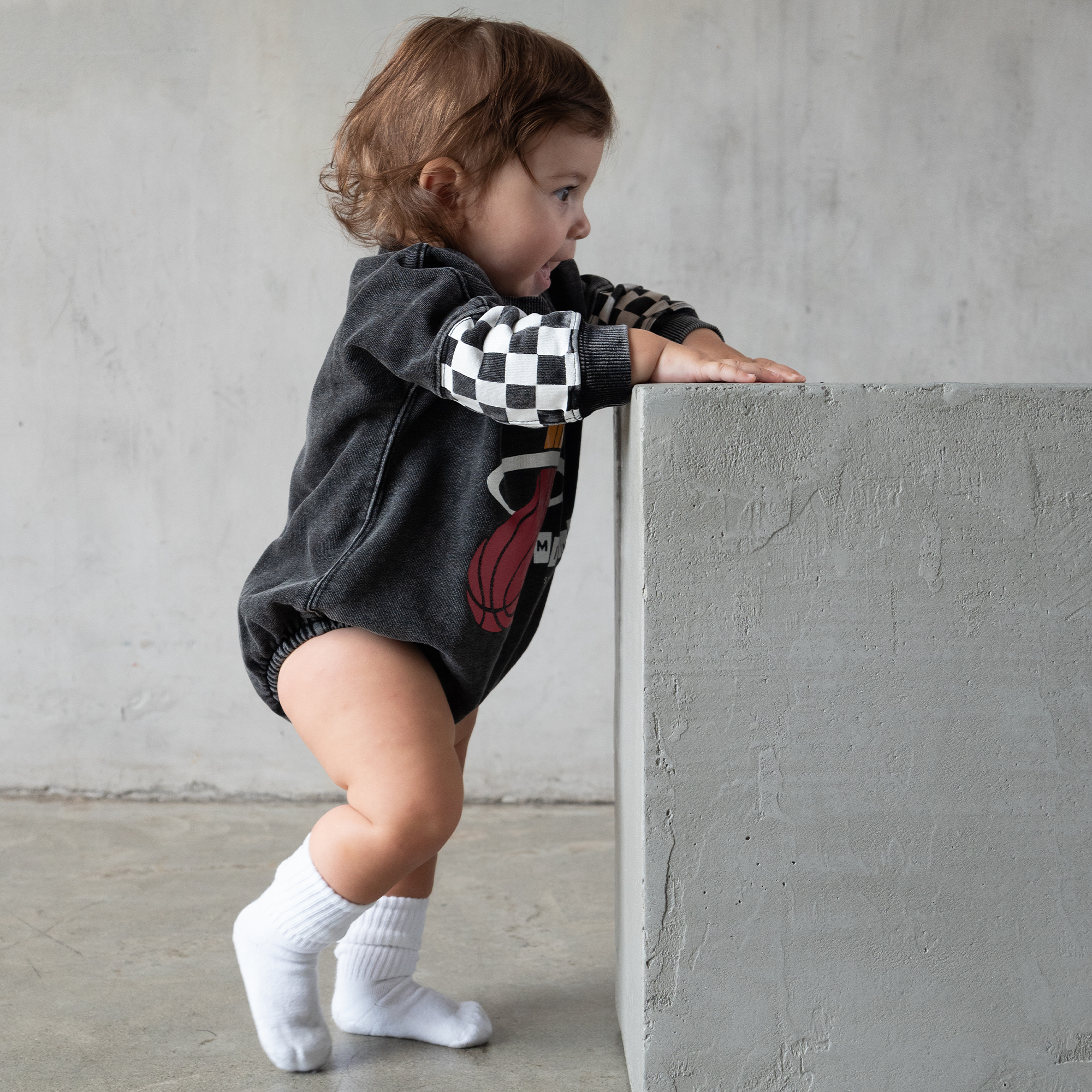 Court Culture X Everyday Leisure Checkerboard Bubble Romper KIDS INFANTS BRIXTON PHOENIX   