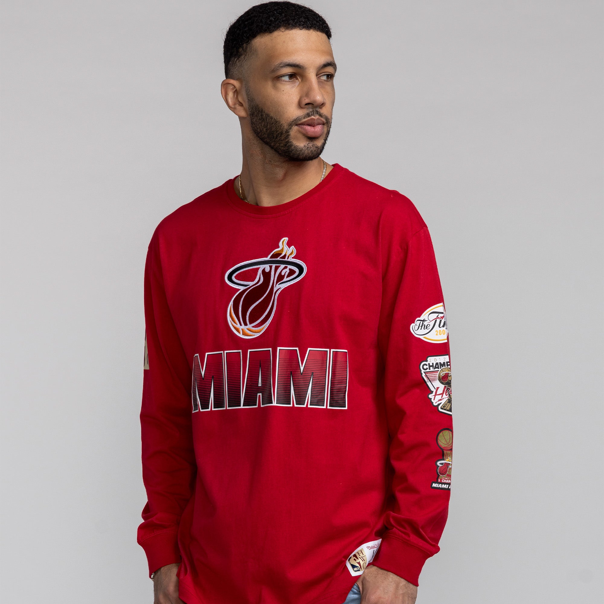 Mitchell & Ness Miami HEAT Allover Vintage Long Sleeve Tee Unisex Long Sleeve Tee Mitchell & Ness   