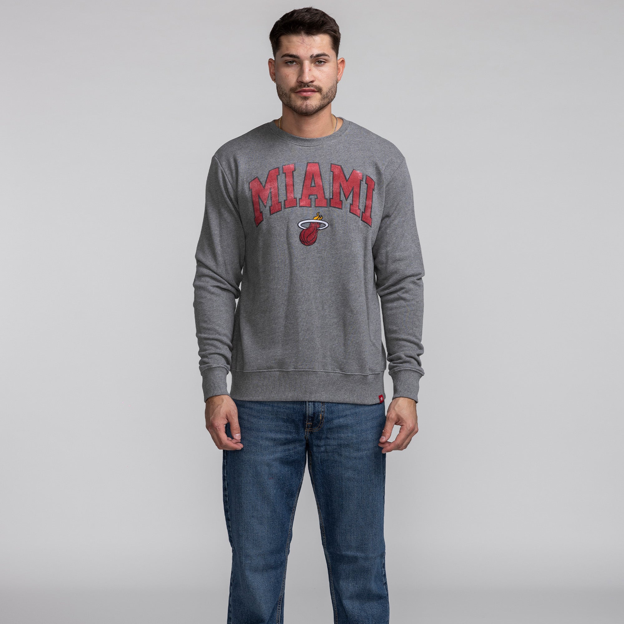 Sportiqe Miami HEAT Grey Crewneck Men's Crewneck Sweater Sportiqe   