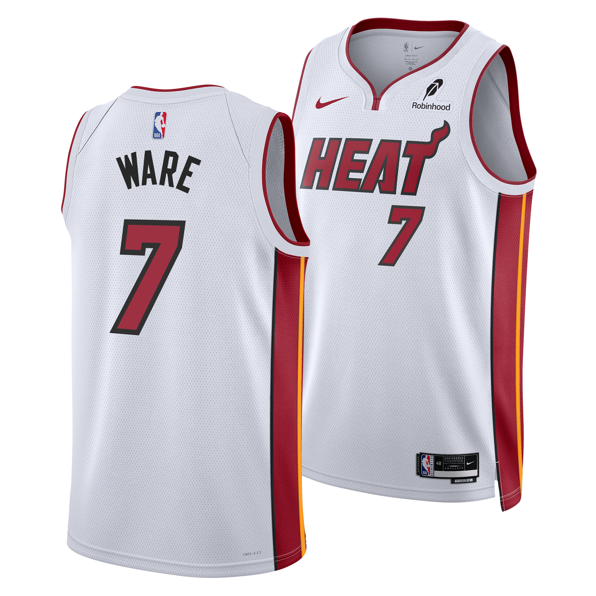 Kel'el Ware Nike Miami HEAT Association White Swingman Jersey Men's Jersey Nike   