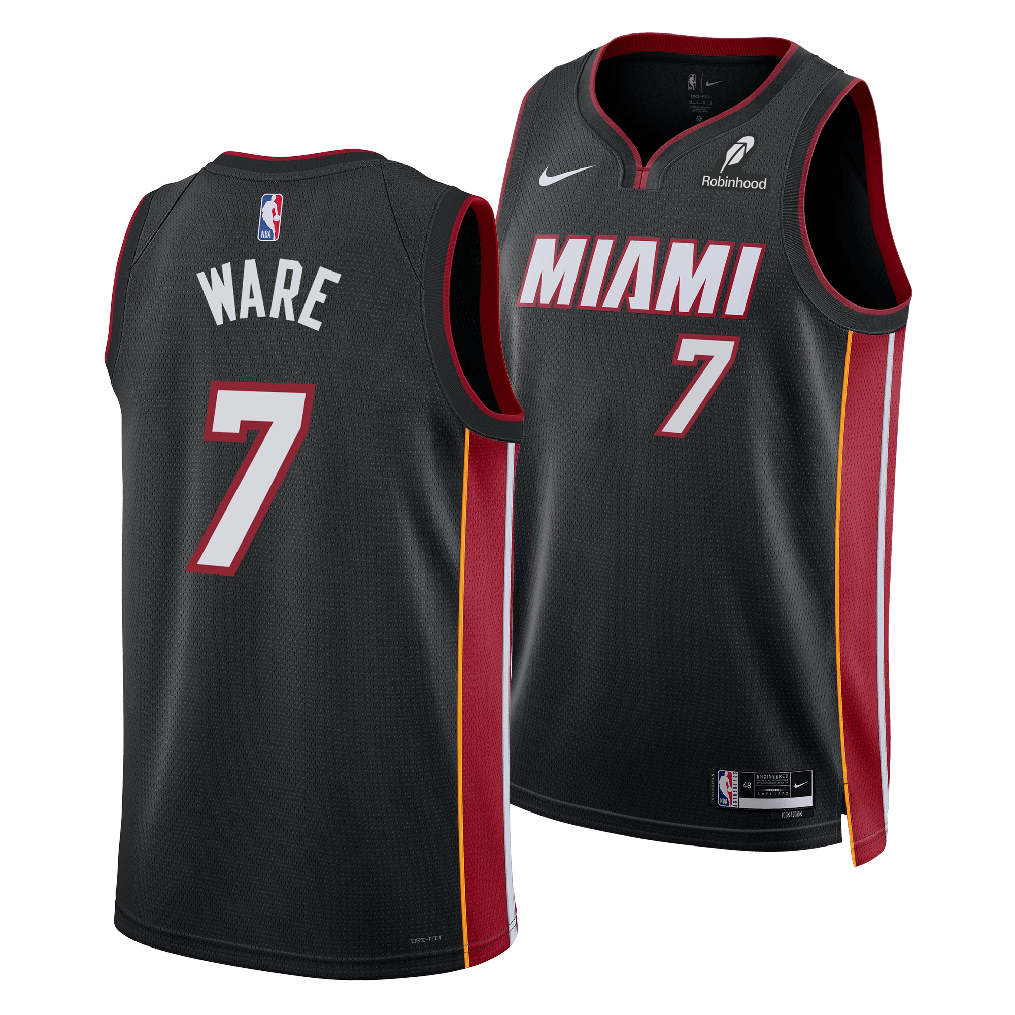 Kel'el Ware Nike Miami HEAT Icon Black Youth Swingman Jersey Youth Jersey Nike   