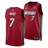 Kel'el Ware Nike Jordan Brand Miami HEAT Statement Red Swingman Youth Jersey - 3