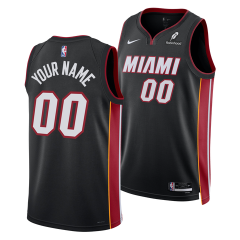 Personalized Nike Miami HEAT Icon Black Youth Swingman Jersey