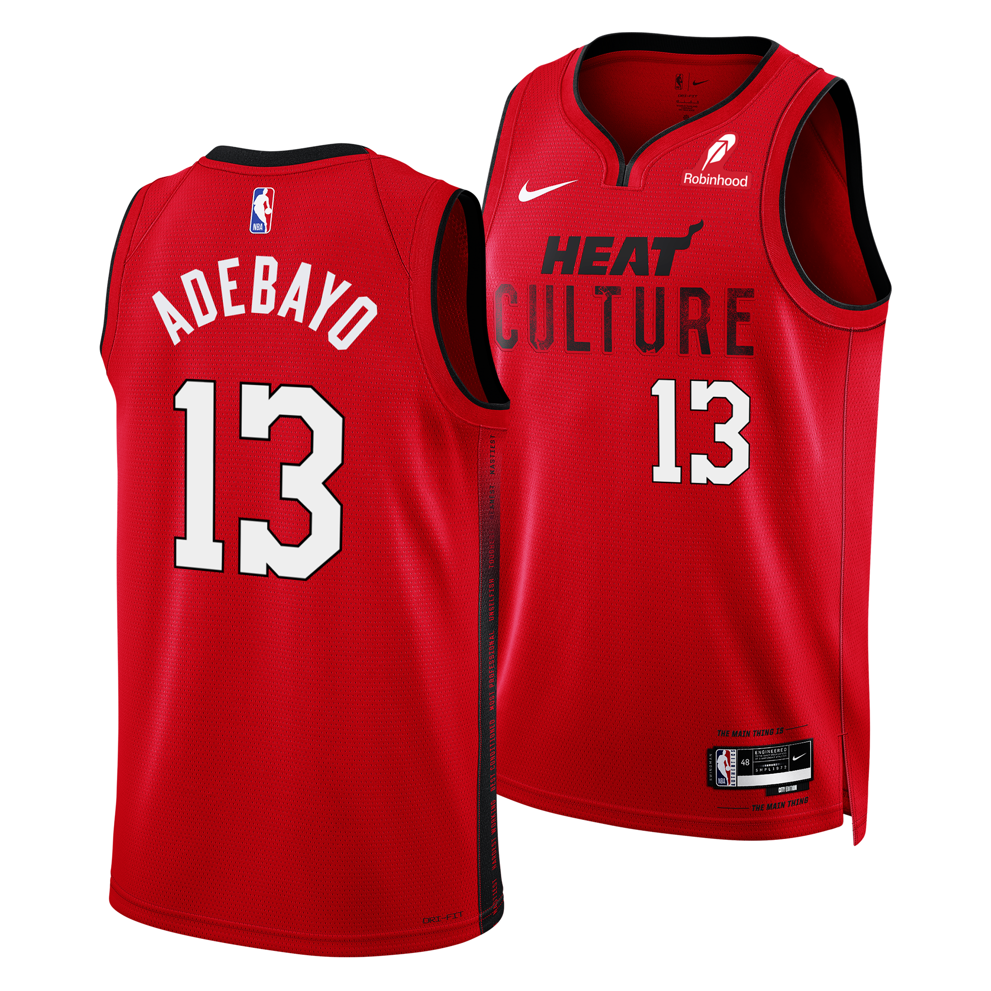 Bam Adebayo Nike HEAT Culture: Blood Red Youth Swingman Jersey Youth Jersey Nike   