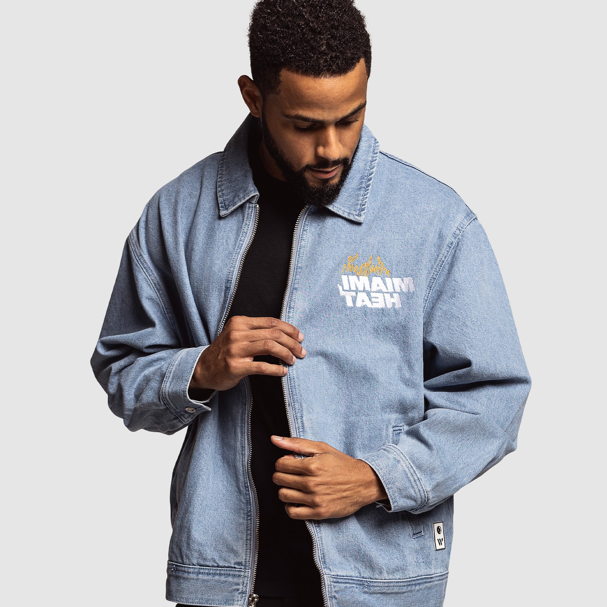 Court Culture x The Wild Collective Miami HEAT Denim Jacket Men's Jacket Court Culture   