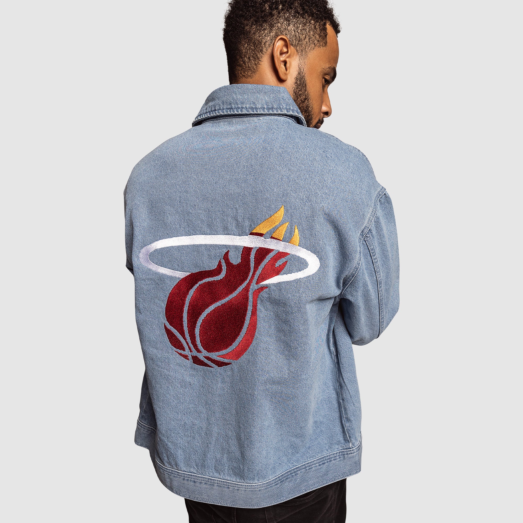 Court Culture x The Wild Collective Miami HEAT Denim Jacket Men's Jacket Court Culture   