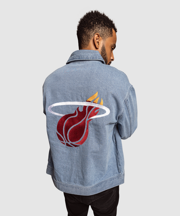 Court Culture x The Wild Collective Miami HEAT Denim Jacket MENSOUTERWEAR COURT CULTURE   