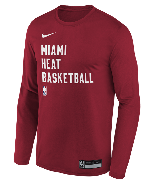 Nike Miami HEAT 2023-24 On-Court Red Practice Long Sleeve Youth Tee Youth Long Sleeve Tee Nike   