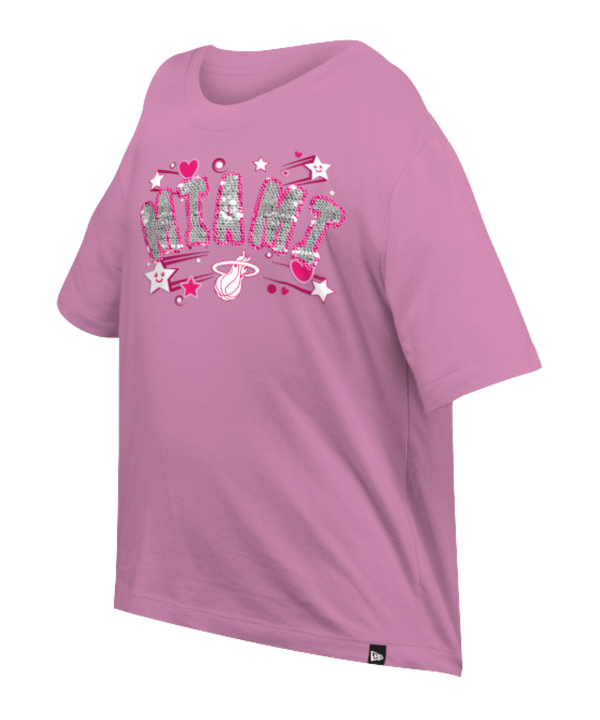 New Era Miami HEAT Girls Boxy Sequince Tee Girls Tee New Era