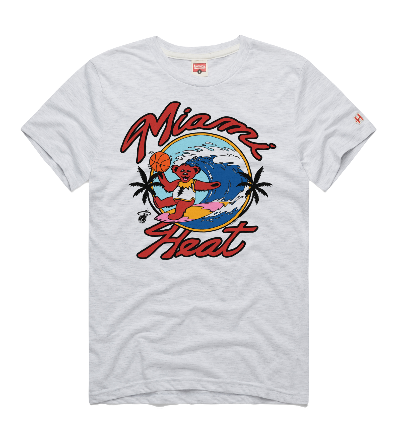 Homage Miami HEAT Greatful Dead White Tee Unisex Tee Homage   