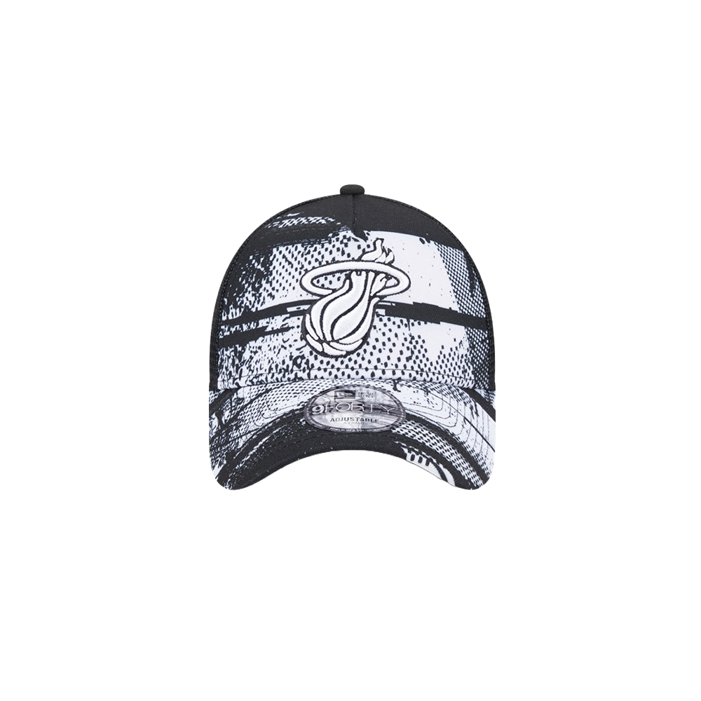 New Era Miami HEAT 2024 Tipoff Black and White Trucker Snapback Unisex Caps New Era   