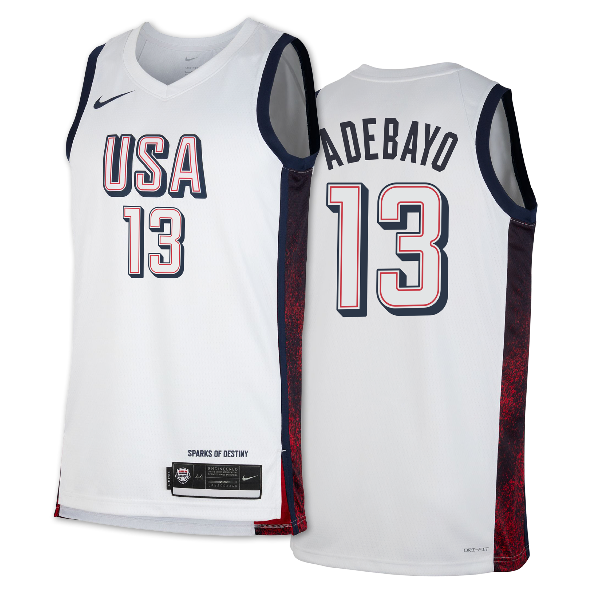 Bam Adebayo Nike 2024 USA Basketball White Swingman Jersey Men's Jersey Nike   