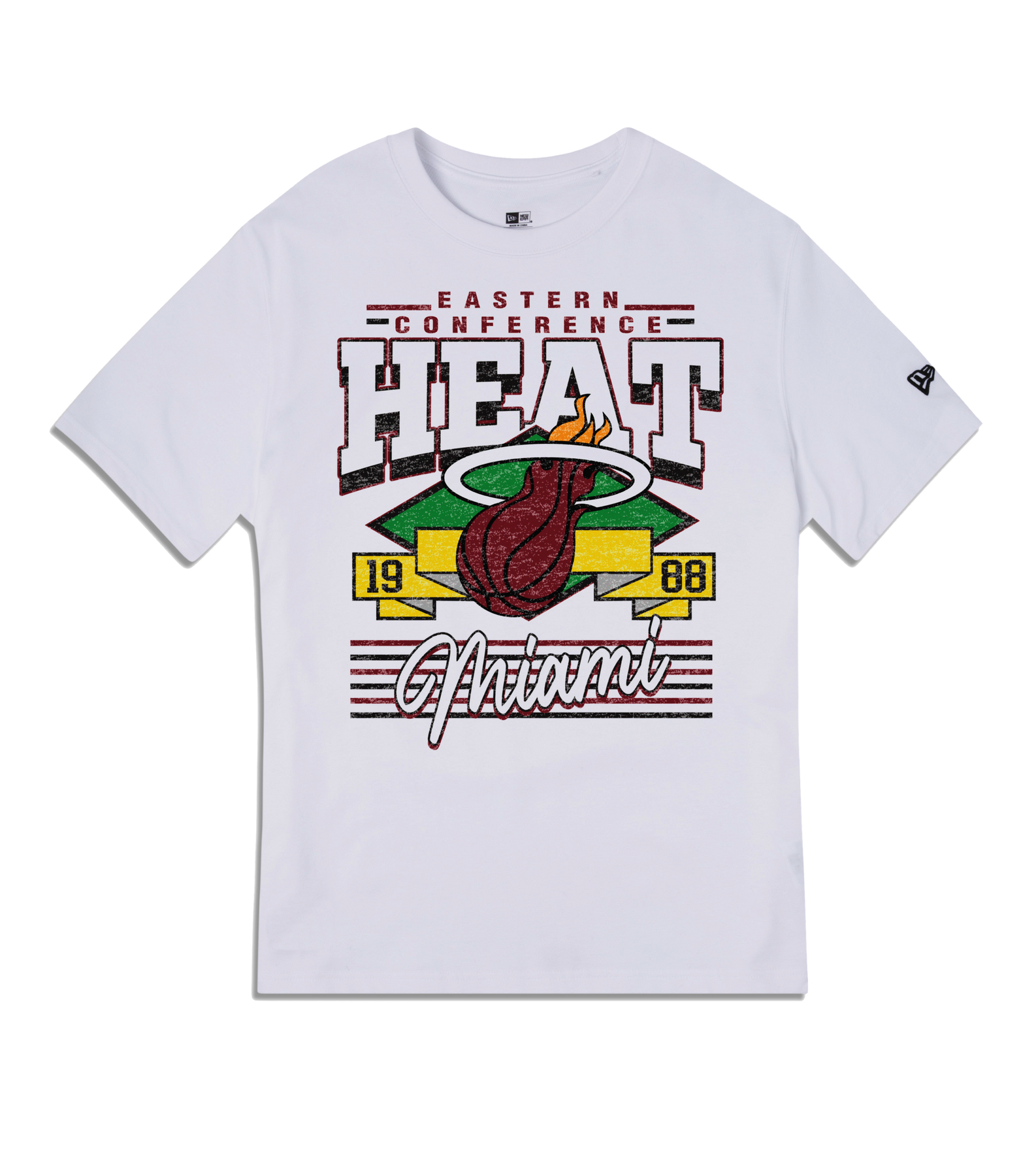 New Era Miami HEAT Distress Crew Tee Unisex Tee New Era   