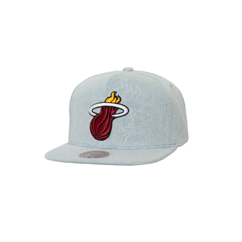 Mitchell & Ness Miami HEAT Denim Stich Snapback Unisex Caps Mitchell & Ness   