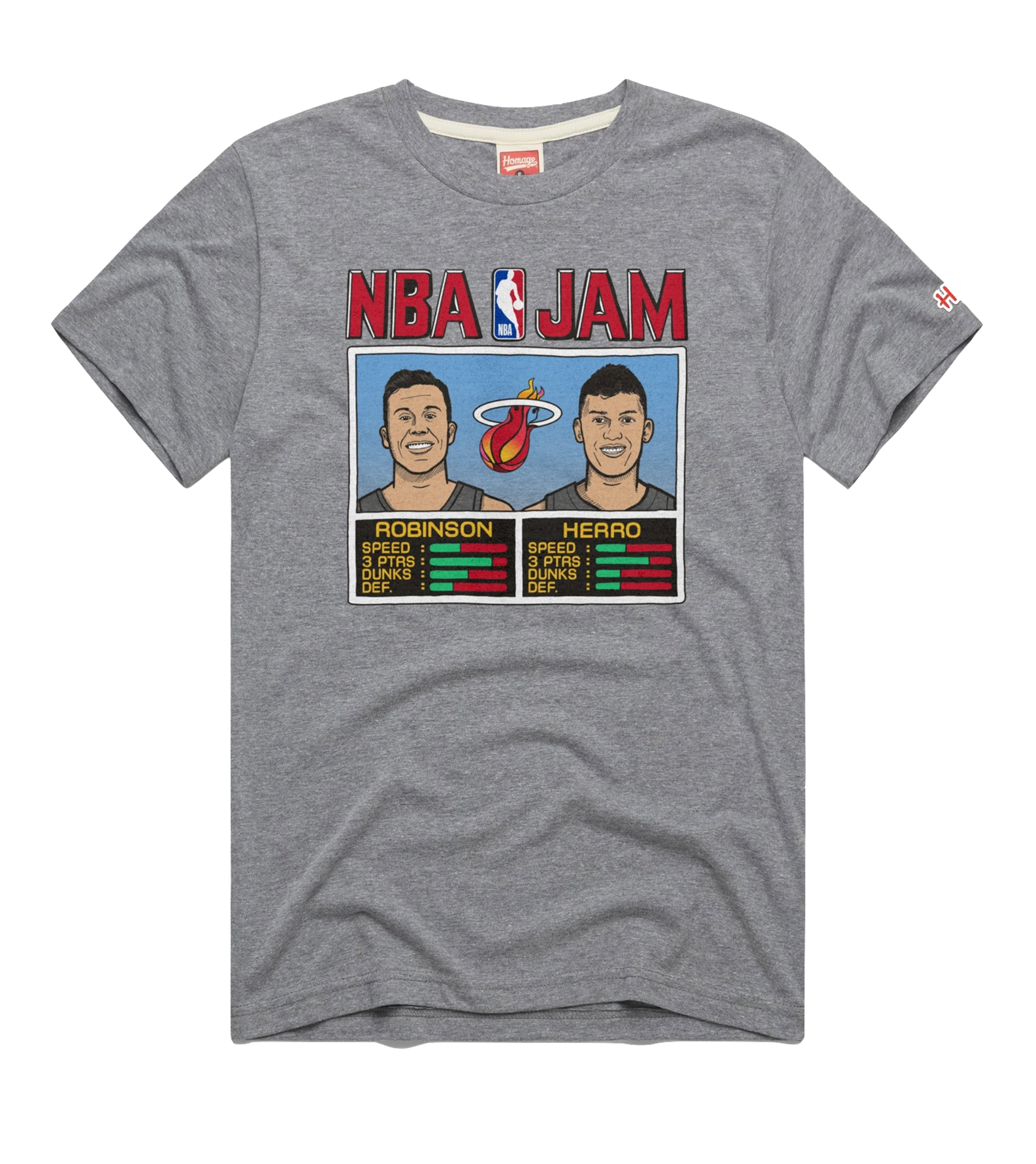 Homage Miami HEAT Mashup Duncan Robinson & Tyler Herro NBA Jam Tee Unisex Tee Homage   