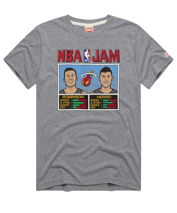 Homage Miami HEAT Mashup Duncan Robinson & Tyler Herro NBA Jam Tee Unisex Tee Homage   