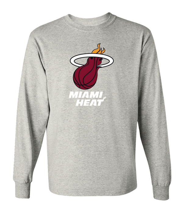 Miami HEAT Grey Long Sleeve Logo Tee Men's Long Sleeve Tee Item Of The Game   