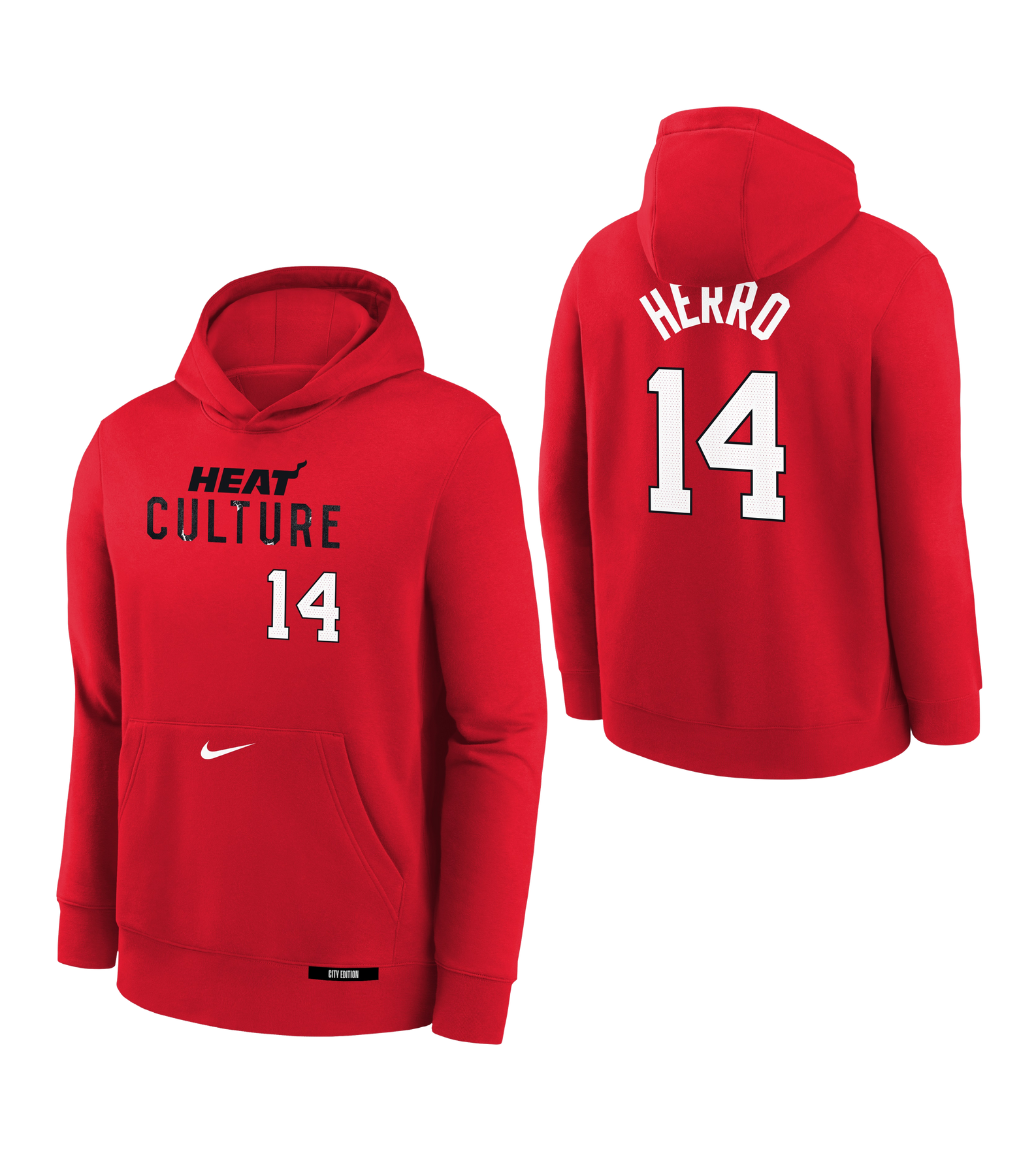 Tyler Herro Nike HEAT Culture: Blood Red Name & Number Youth Hoodie Youth Hoodie Nike