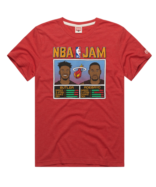 Homage Miami HEAT Mashup Jimmy Butler & Bam Adebayo NBA Jam Tee Unisex Tee Homage   