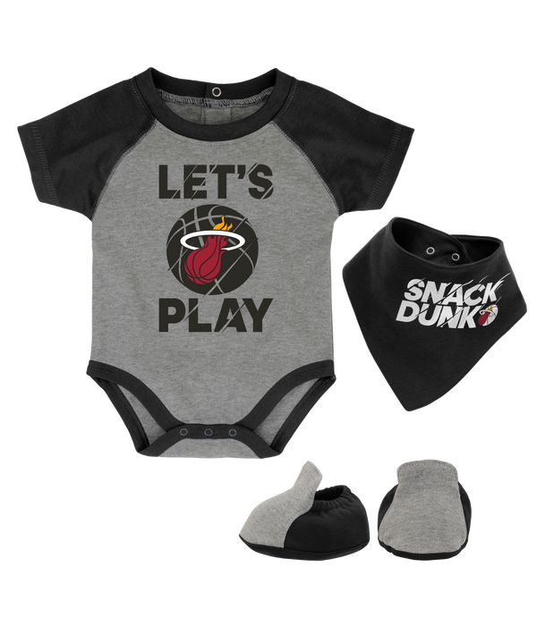 Miami HEAT Newborn Let's Play Creeper/Bib/Bootie Set Newborn Set Outerstuff   