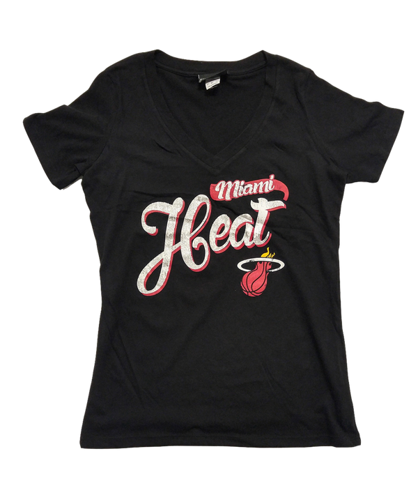 New ERA Miami HEAT Liquid Silver V-Neck Women's Tee New Era   