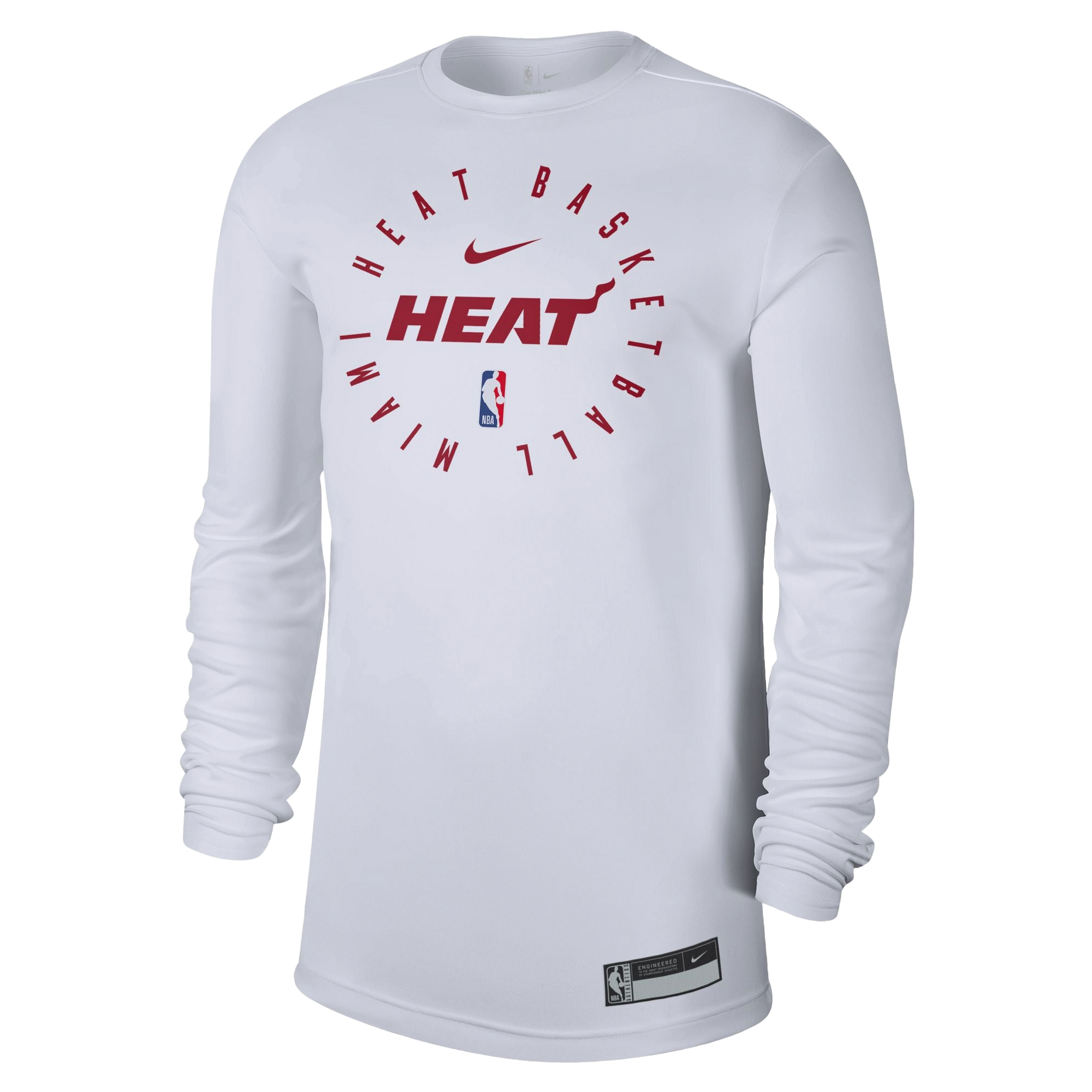 Nike Miami HEAT 2024/25 On-Court Long Sleeve White Practice Tee Men's Long Sleeve Tee Nike