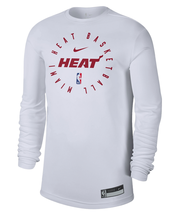 Nike Miami HEAT 2024/25 On-Court Long Sleeve White Practice Tee Unisex Long Sleeve Tee Nike   