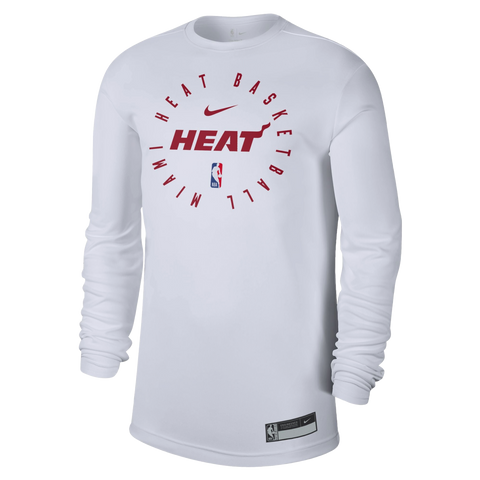 Nike Miami HEAT 2024/25 On-Court Long Sleeve White Practice Tee