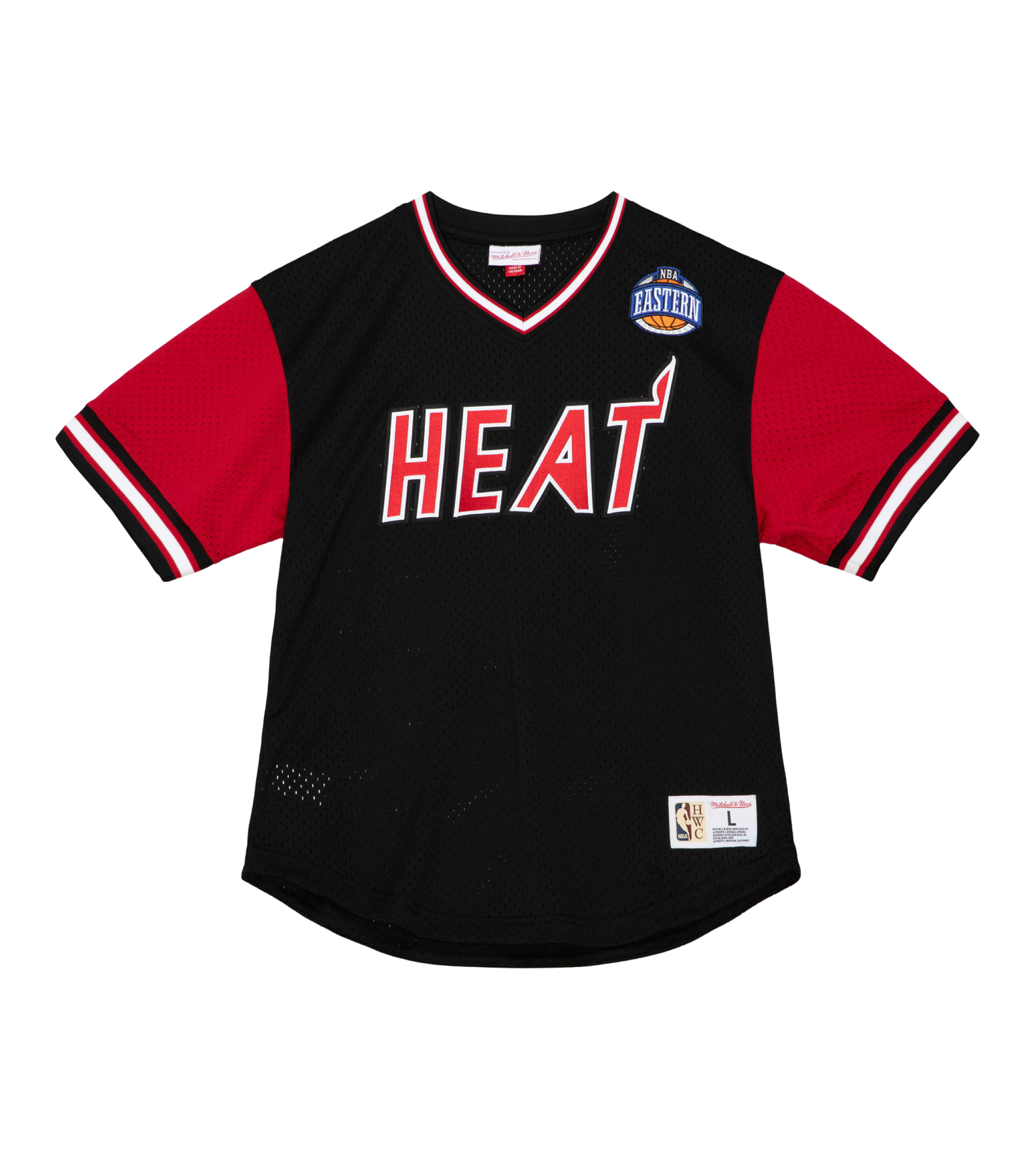 Mitchell & Ness Miami HEAT Hardwood Classic Night Mesh V-Neck Unisex Tee Mitchell & Ness   