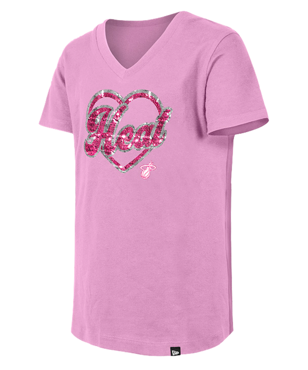 New Era Miami HEAT Girls Sequin Heart Tee Girls Tee New Era