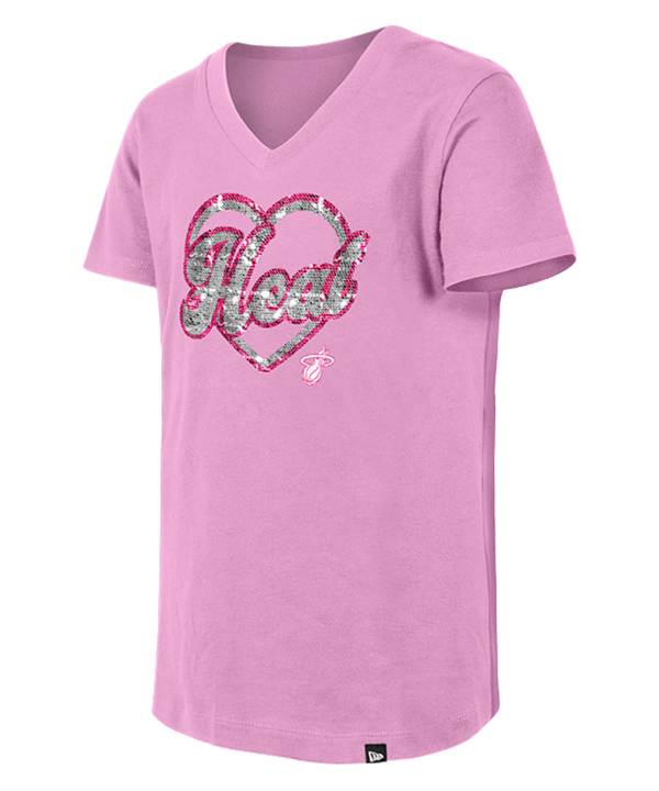 New Era Miami HEAT Girls Sequin Heart Tee Girls Tee New Era