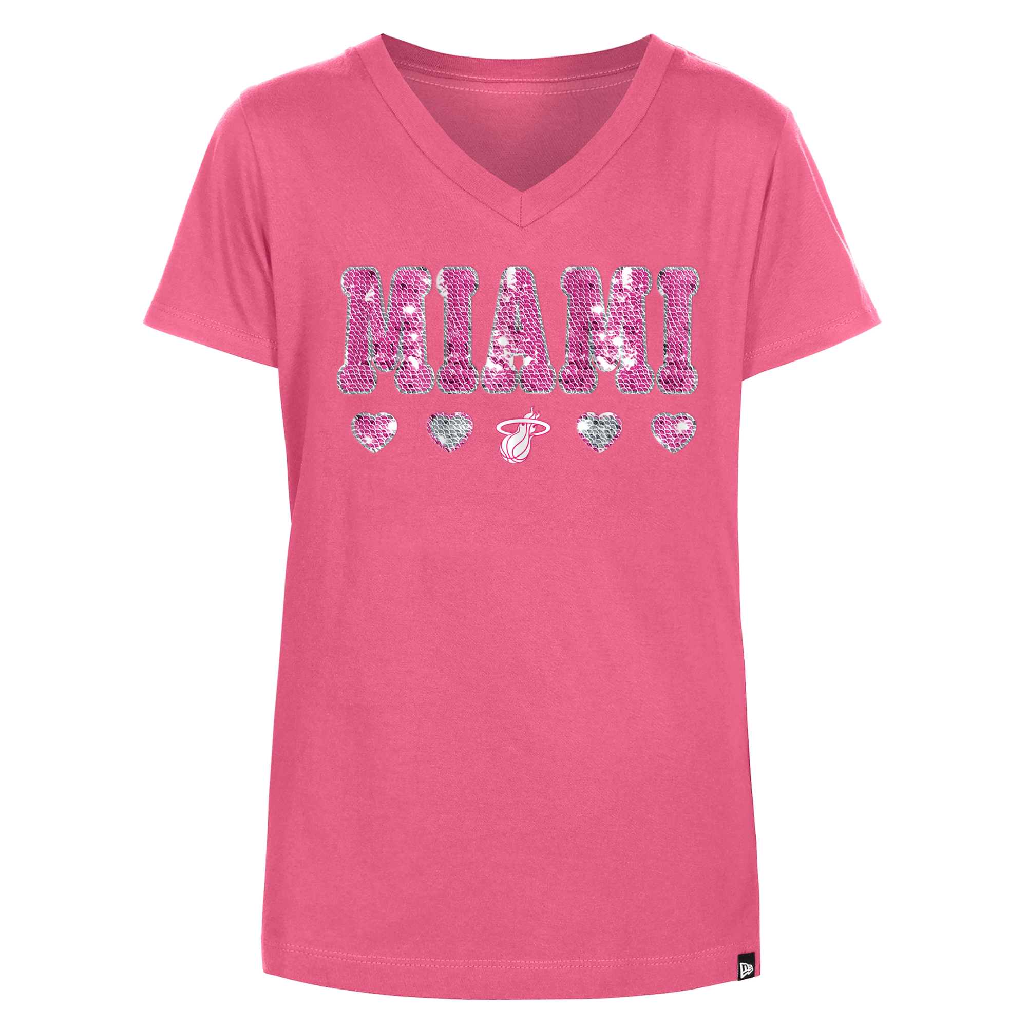 New Era Miami HEAT Pink Sequin Girls Tee Girls Tee New Era   