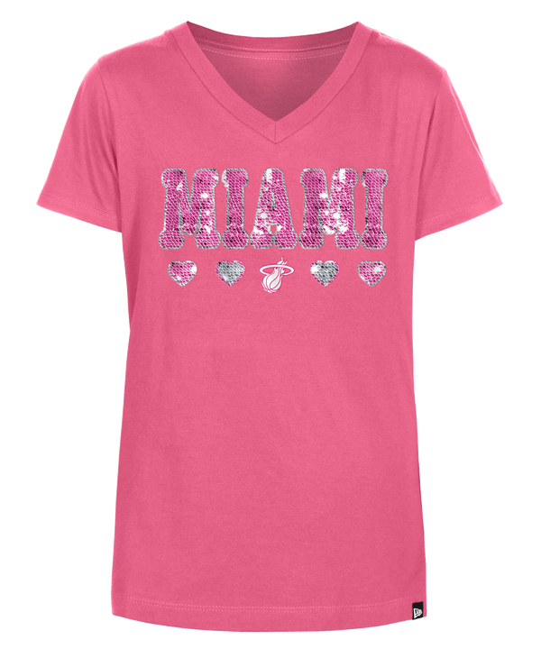 New Era Miami HEAT Pink Sequin Girls Tee Girls Tee New Era   