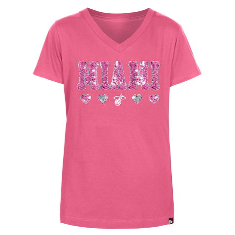 New Era Miami HEAT Pink Sequin Girls Tee