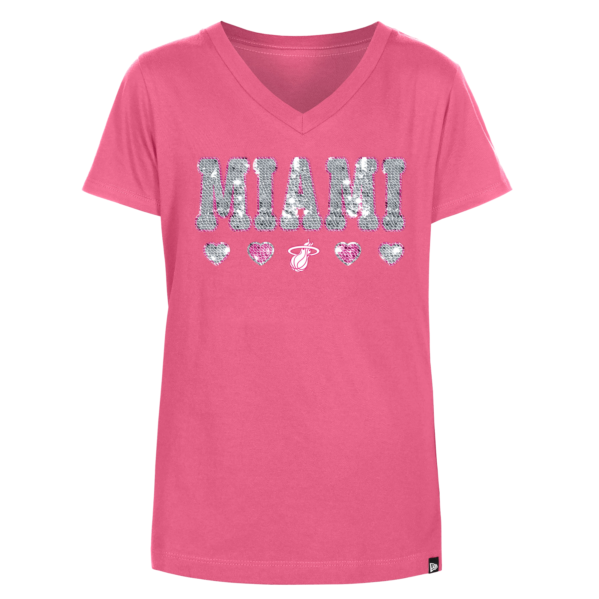 New Era Miami HEAT Pink Sequin Girls Tee Girls Tee New Era   