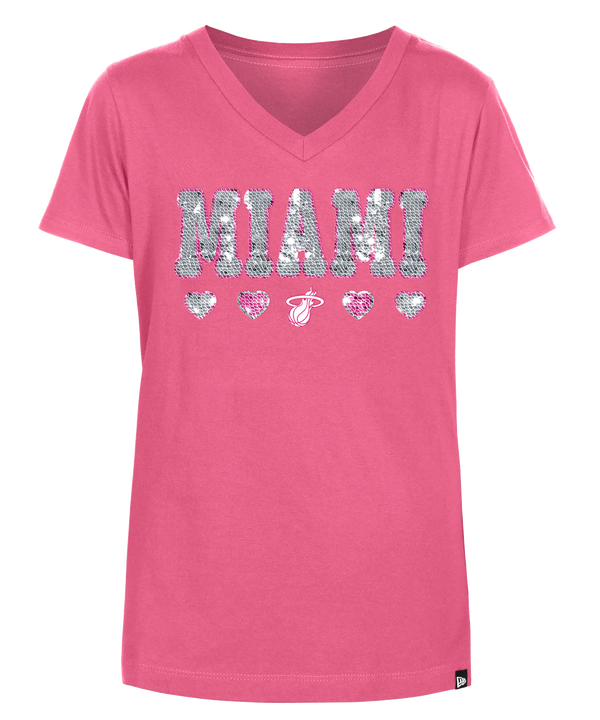 New Era Miami HEAT Pink Sequin Girls Tee Girls Tee New Era   