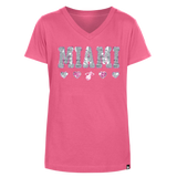 New Era Miami HEAT Pink Sequin Girls Tee - 2